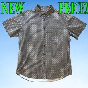 Uniqlo Grey and White Print Short Sleeve Shirt, Sz XL